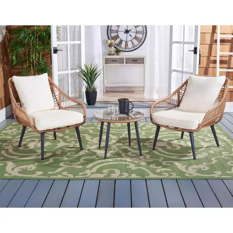 Ensemble de 3 chaises longues Warlen - Intérieur/extérieur - PAT9016 - Naturel/Beige - Safavieh