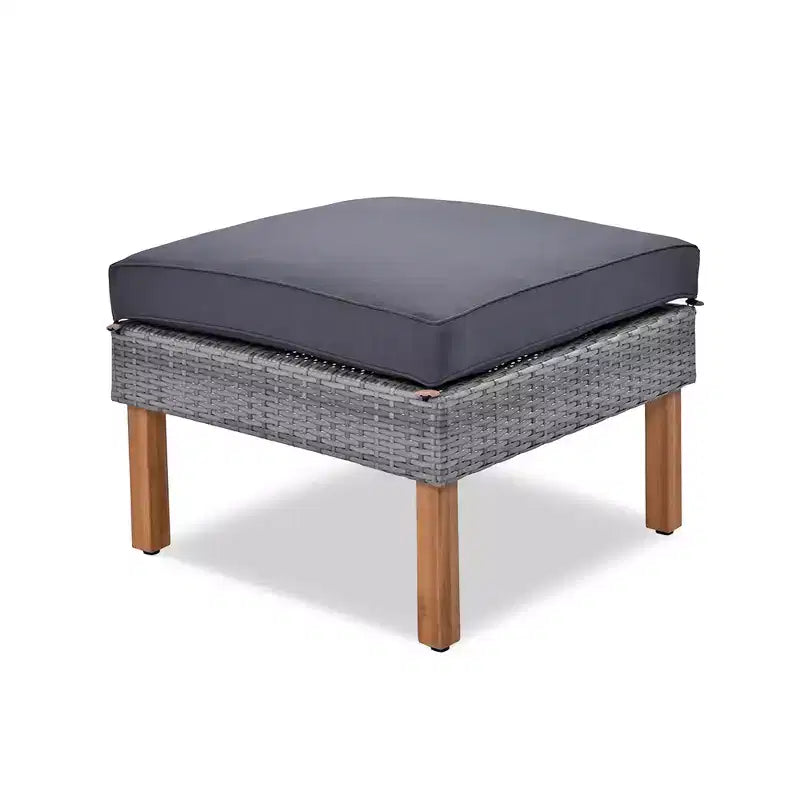 Ensemble de conversation extérieur en rotin 9 pièces, salon de jardin avec table basse et coussin lavable, gris-ModernLuxe