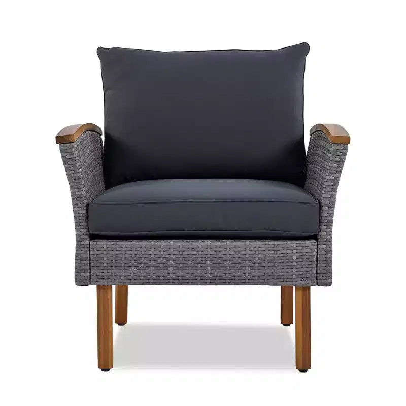 Ensemble de conversation extérieur en rotin 9 pièces, salon de jardin avec table basse et coussin lavable, gris-ModernLuxe