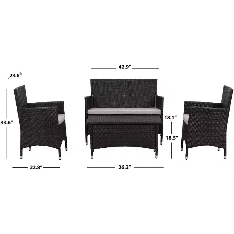 Ensemble de patio Figueroa 4 pièces - Intérieur/Extérieur - PAT2508 - Safavieh