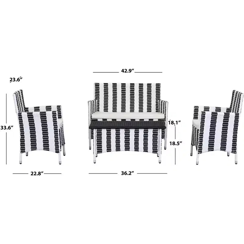 Ensemble de patio Figueroa 4 pièces - Intérieur/Extérieur - PAT2508 - Safavieh