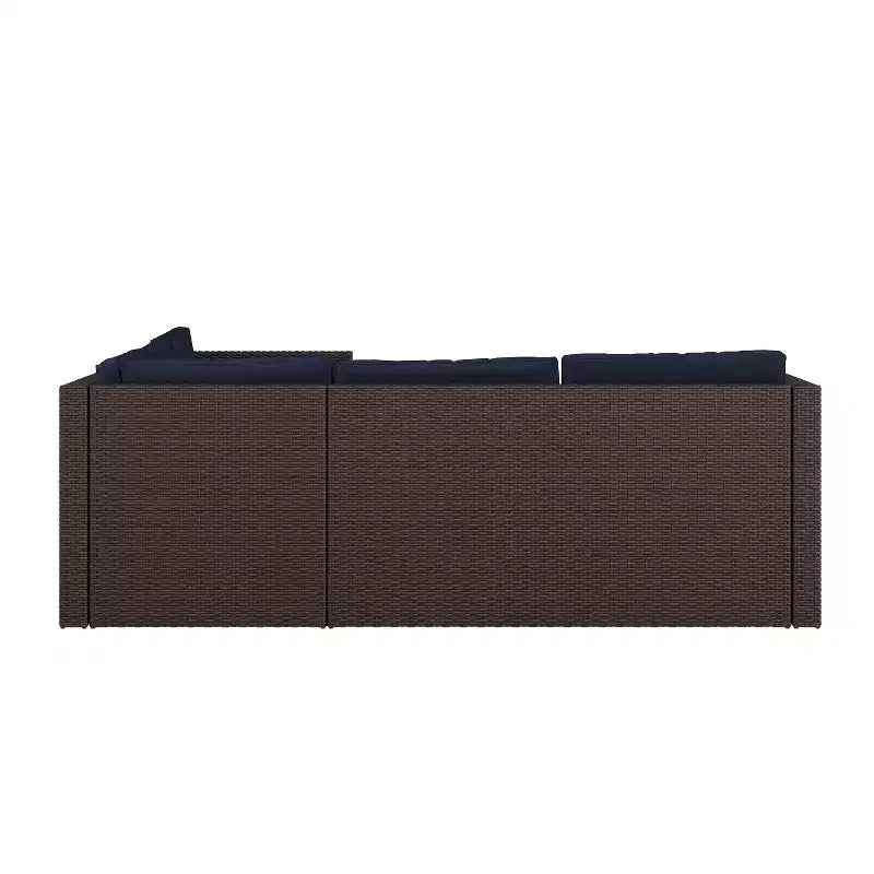 Merrick Lane Canapé d'angle en rotin synthétique tout temps avec table basse et coussins inclus