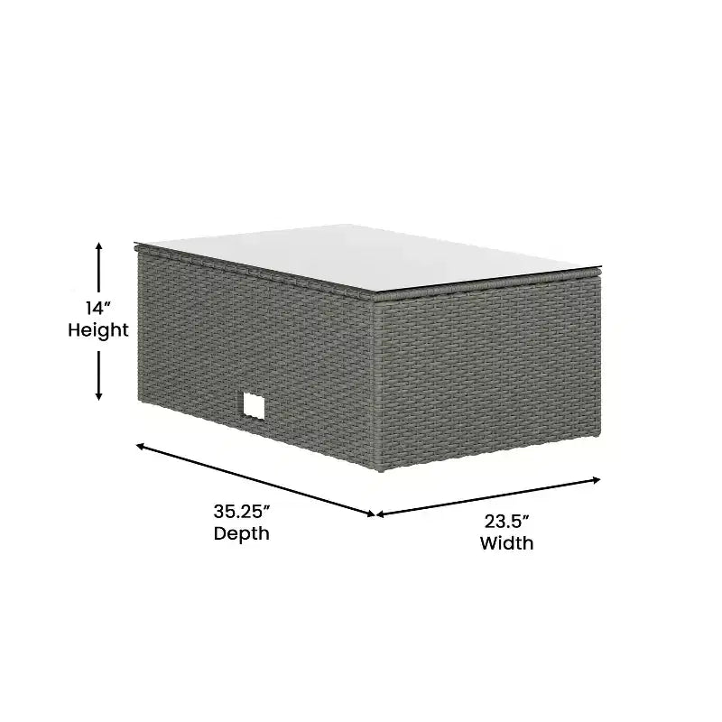 Merrick Lane Canapé d'angle en rotin synthétique tout temps avec table basse et coussins inclus