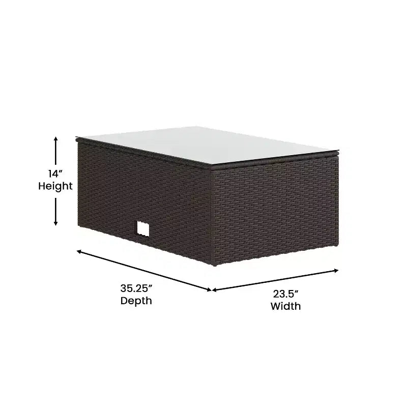 Merrick Lane Canapé d'angle en rotin synthétique tout temps avec table basse et coussins inclus