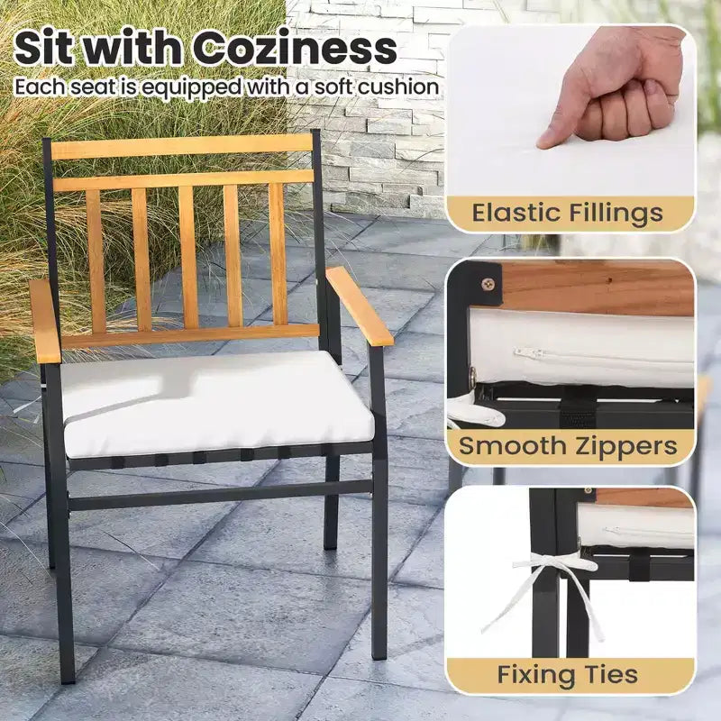 Costway Ensemble de Meubles d'extérieur 3 pièces avec Table Basse Cadre en Métal Robuste pour Balcon
