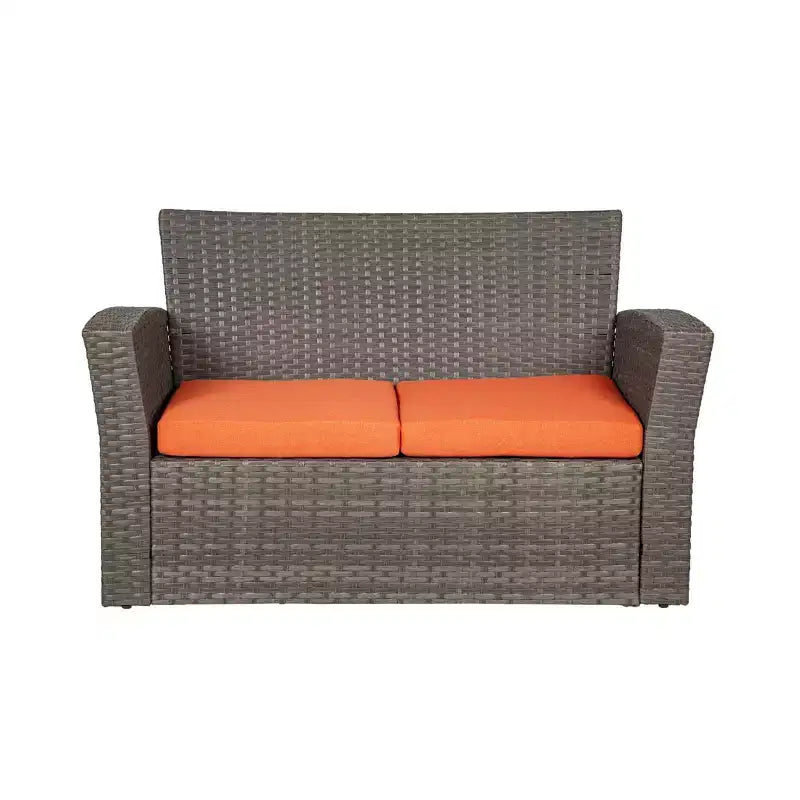 Ensemble de canapé de conversation en rotin tressé d'extérieur 4 pièces avec table basse WestinTrends