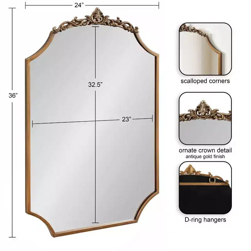 Kate & Laurel All Things Decor Arendahl Traditional Scallop Mirror Gold