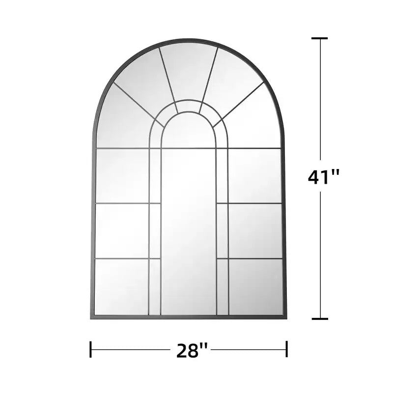 Dovelina 41W x 28W Arched Window Pane Mirror Decorative Wall Mirror with Metal Frame for Living Room Entryway Bedroom Black/Gold