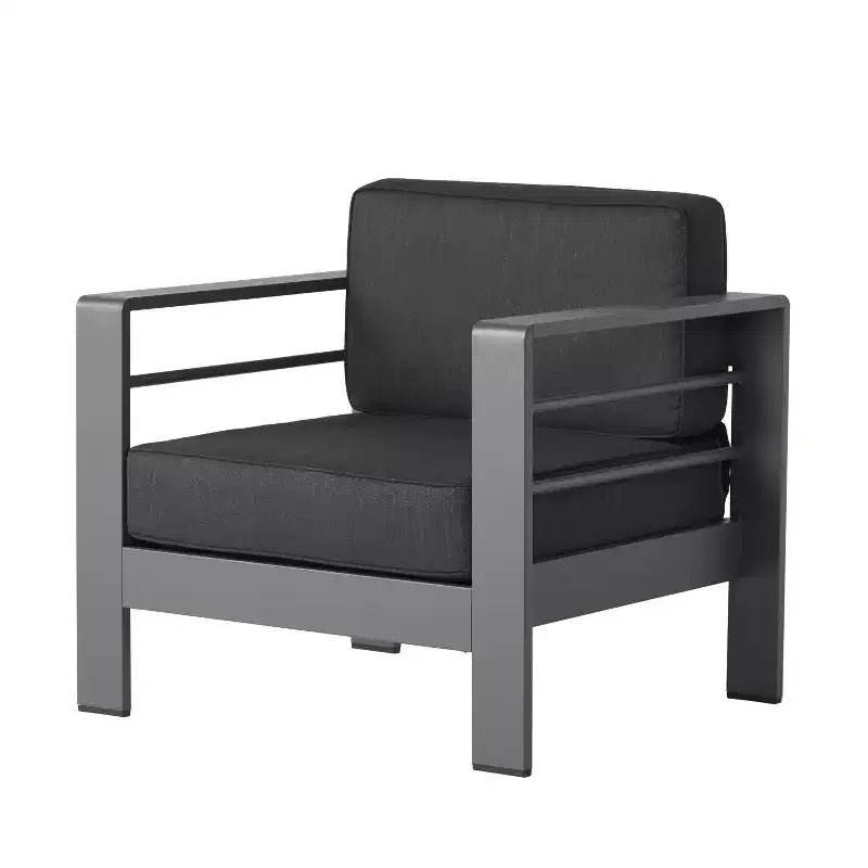 GDFStudio Wendy Ensemble de conversation de 4 places en aluminium avec coussins, gris