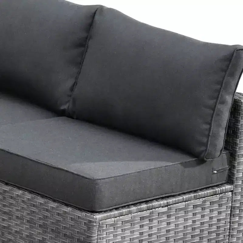 Ovios Venise Salon de jardin 11 pièces en osier avec brasero métallique, fauteuils pivotants et coussins