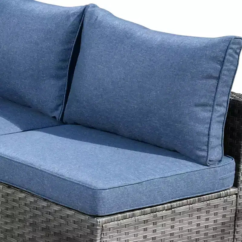 Ovios Venise Salon de jardin 11 pièces en osier avec brasero métallique, fauteuils pivotants et coussins
