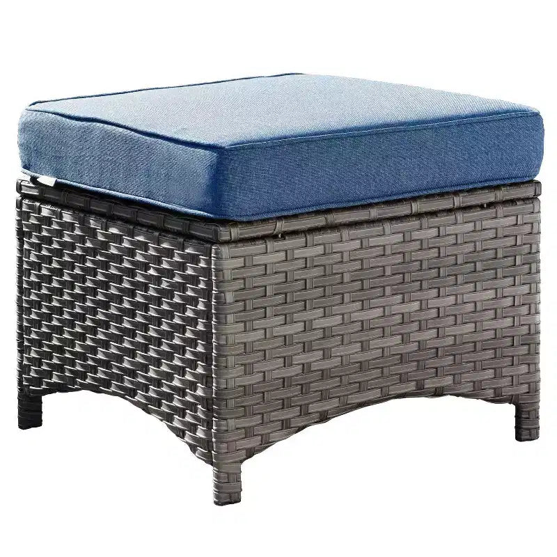 Ensemble de conversation 7 pièces Ovios Orlando en rotin gris pour patio extérieur avec coussins