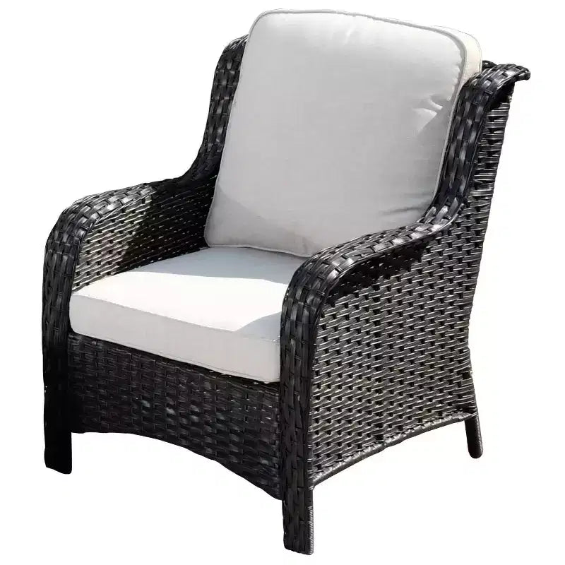 Ensemble de conversation 7 pièces Ovios Orlando en rotin gris pour patio extérieur avec coussins