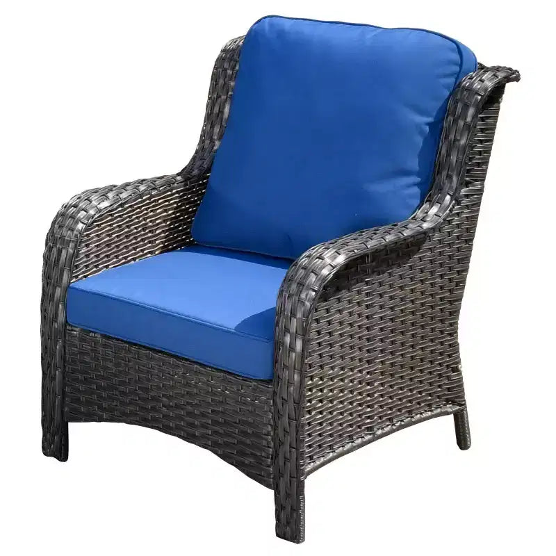 Ensemble de conversation 7 pièces Ovios Orlando en rotin gris pour patio extérieur avec coussins