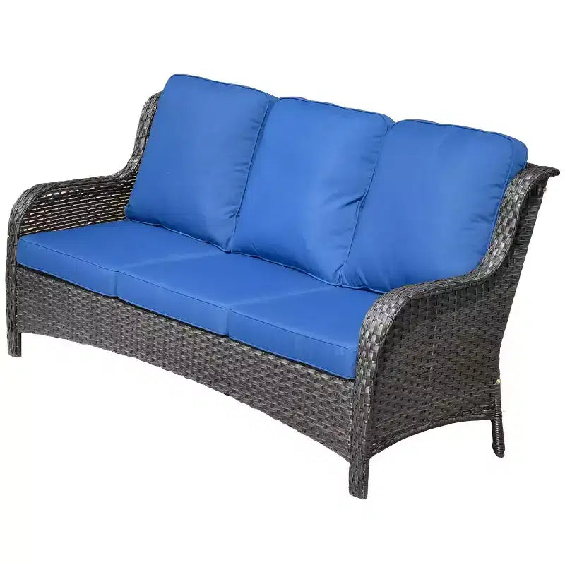 Ensemble de conversation 7 pièces Ovios Orlando en rotin gris pour patio extérieur avec coussins